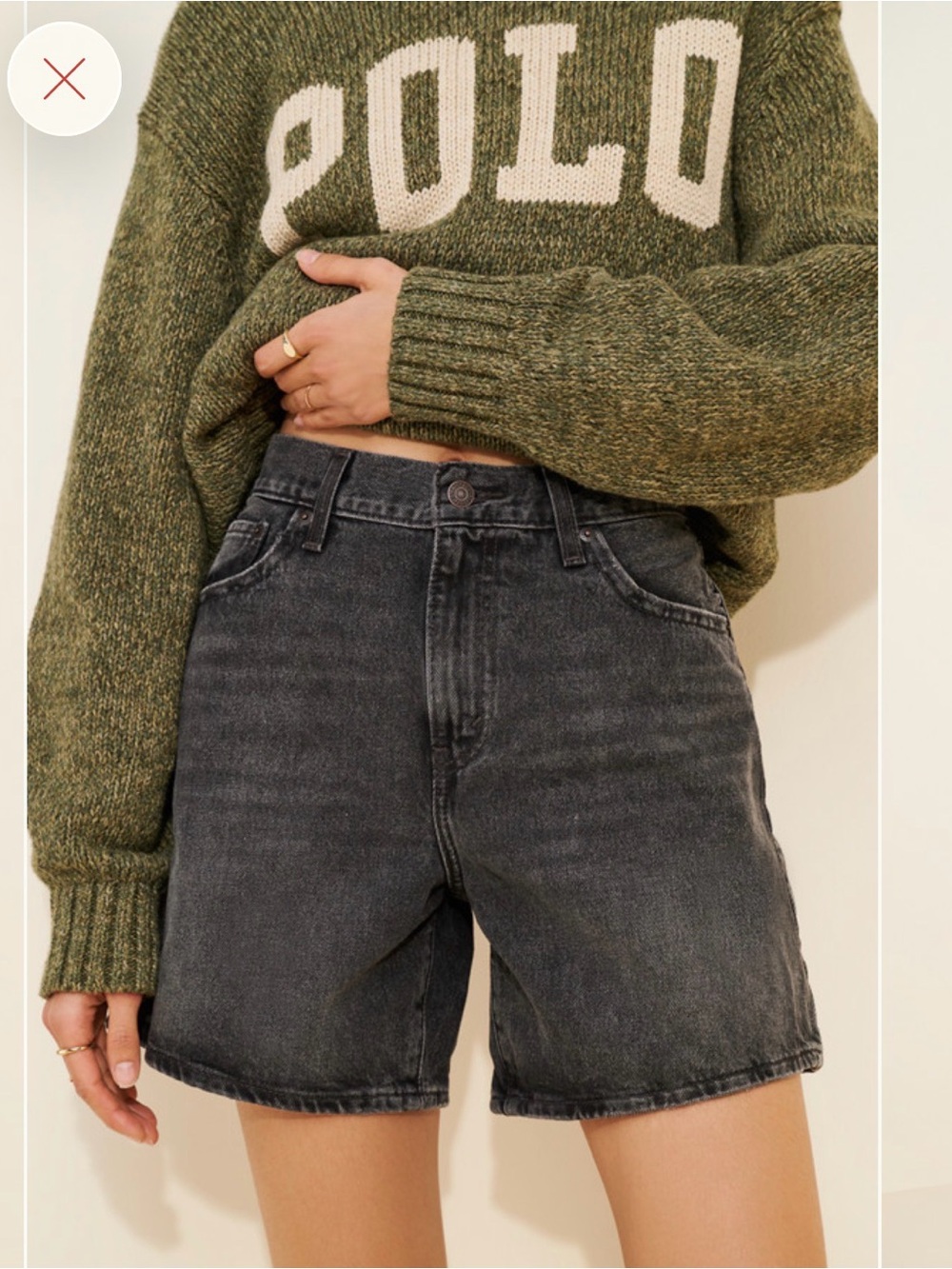 Levi’s Faded Black High-Waist Denim Shorts 25